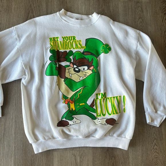 Vintage Taz Bet Your Shamrocks Sweatshirt - Picture 1 of 9